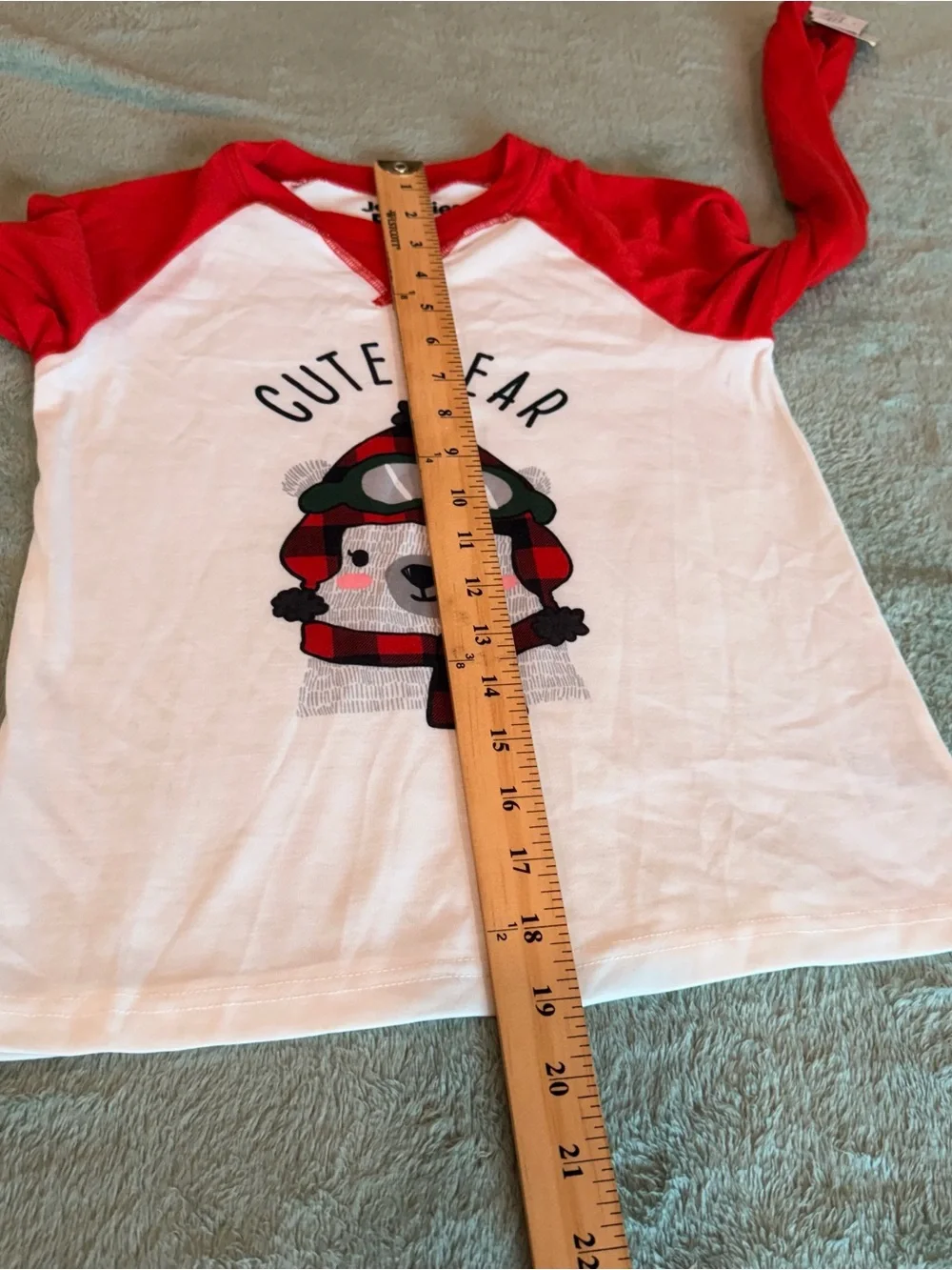 Jammies For Your Families Girls 7/8 Cute Bear Christmas Pajama Top NWT